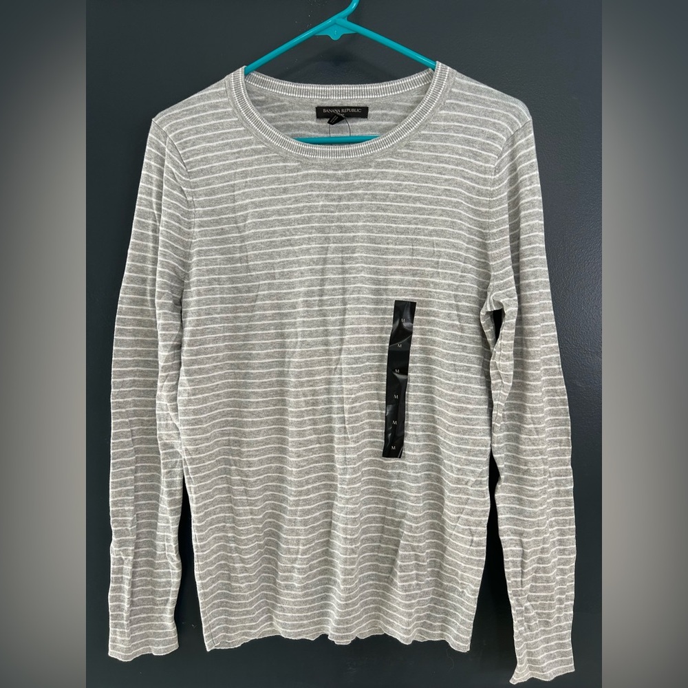 Banana Republic Heather Gray Striped Knit
